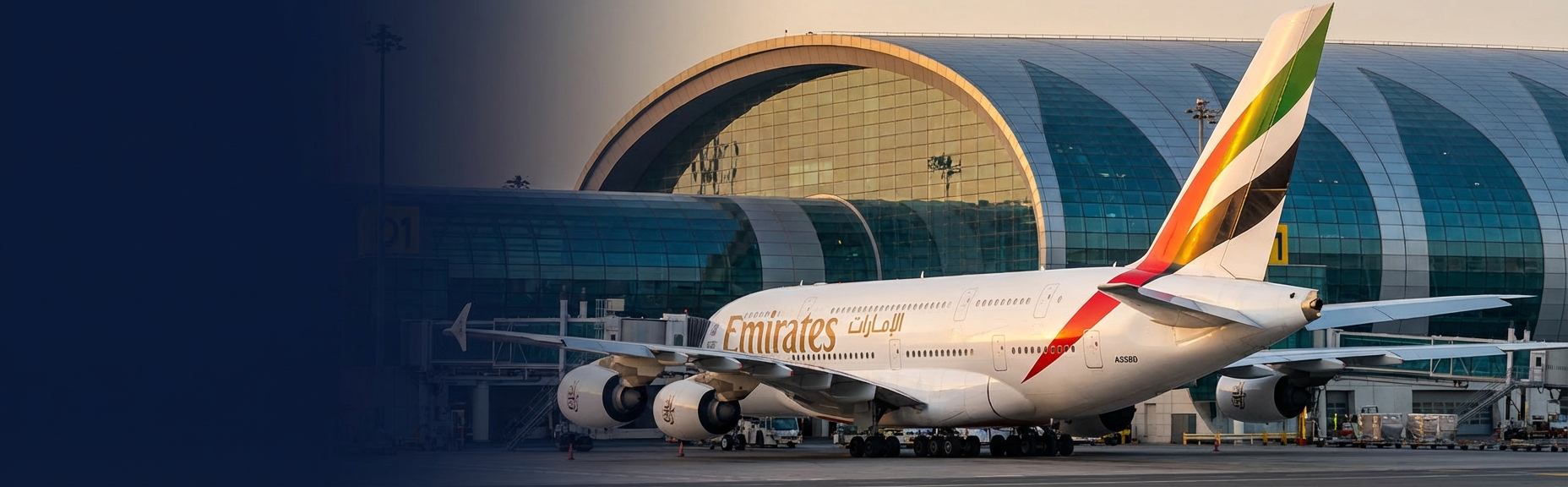 Emirates A380 aircraft at terminal - baggage compensation guide
