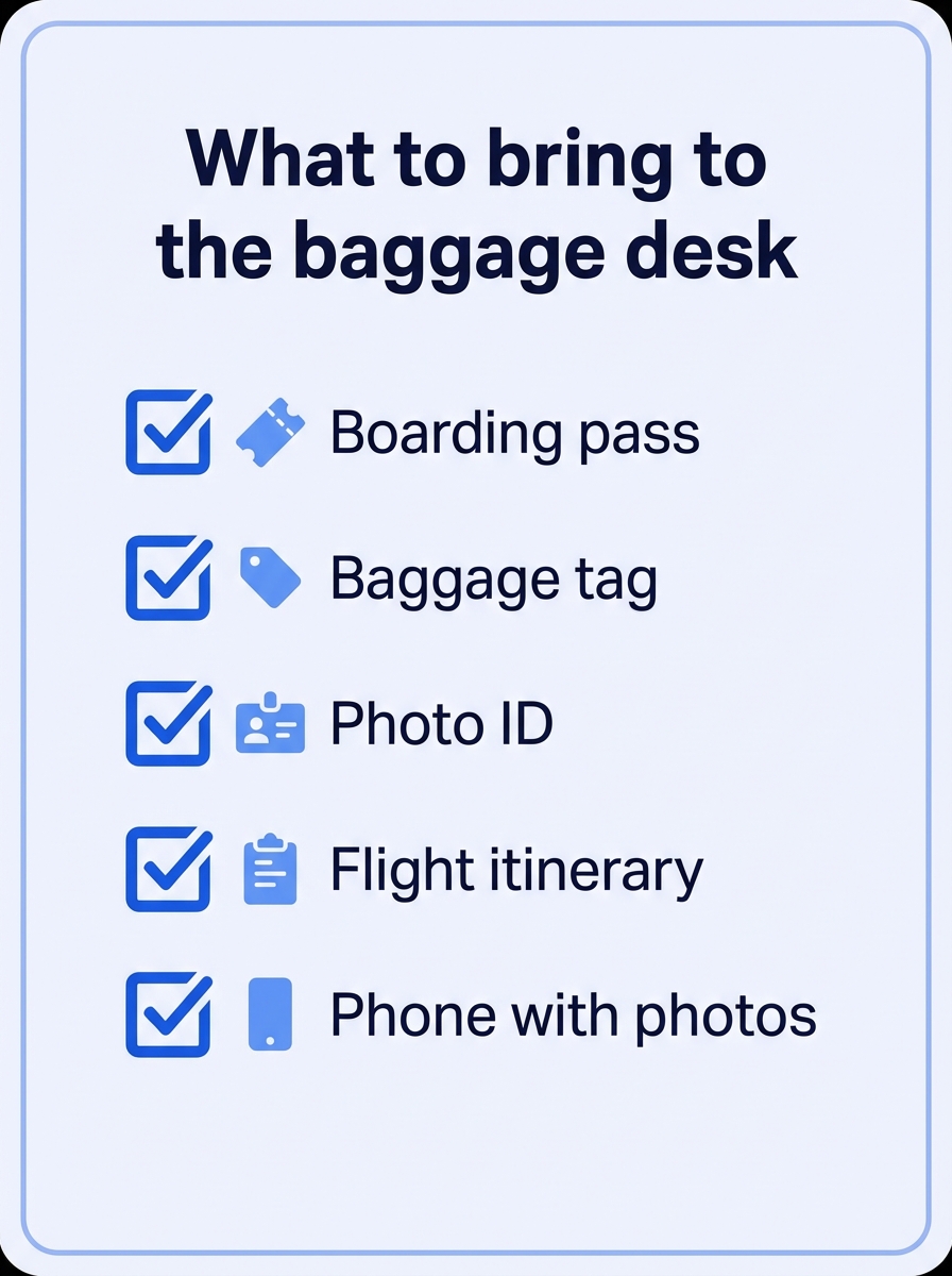 Seven-step baggage claim process from desk to tracking